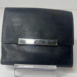 🖤Gucci Unisex Black Leather Compact Trifold Wallet | PRELOVED!!🖤✔️